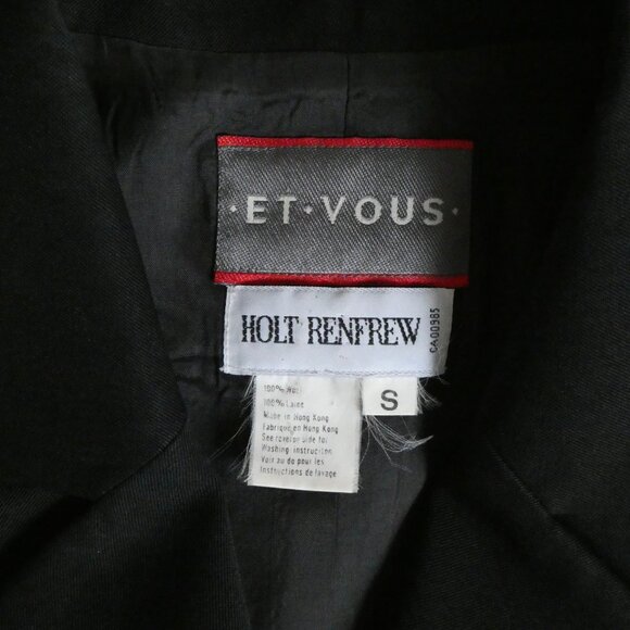 vtg 90s ET VOUS Black wool tailored vest sz S - Picture 4 of 4